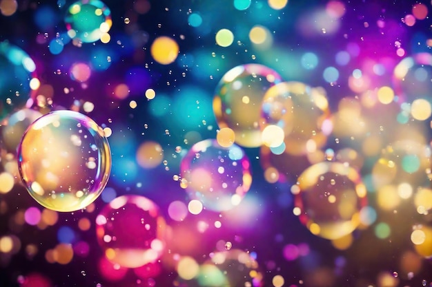 bolhas brilhantes coloridas fundo abstrato ai generativo