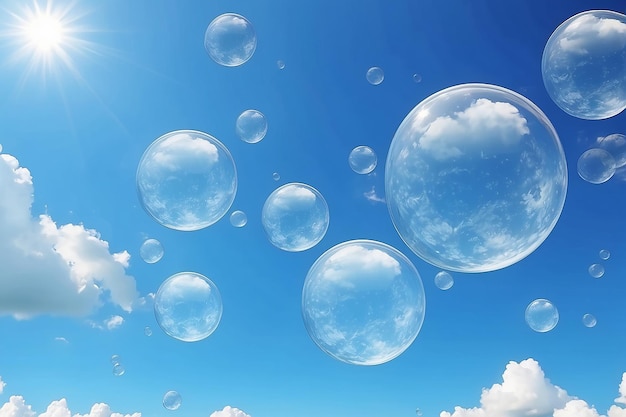Bolhas contra o céu azul Ilustração de ações digitais