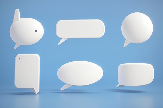 Bolhas de fala brancas ícones de chat 3D