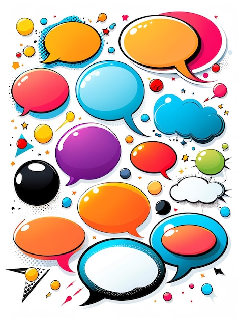 Foto bolhas de fala cômicas cena cômica com uma ilustração de desenho animado cômico falante