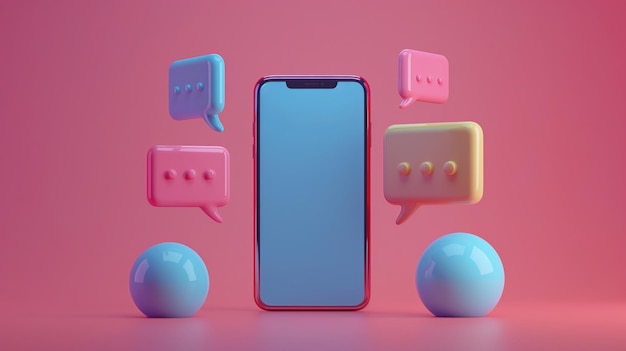 Bolhas de fala em telefones celulares com aviso de alerta Comentário ou sinal de resposta do usuário sinal de chat social e bolhas de fala na tela de telefones inteligentes modernos