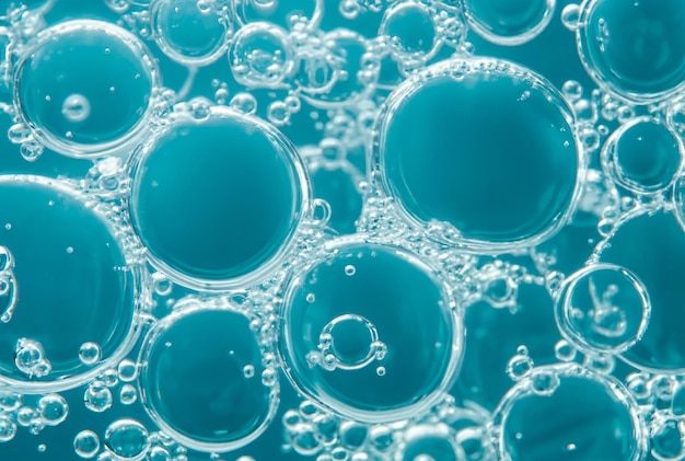 Bolhas em uma água azul com bolhas