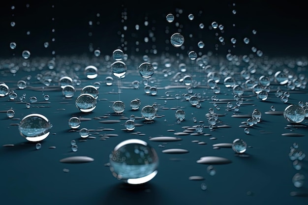 Bolhas flutuando em uma superfície azul Generative ai