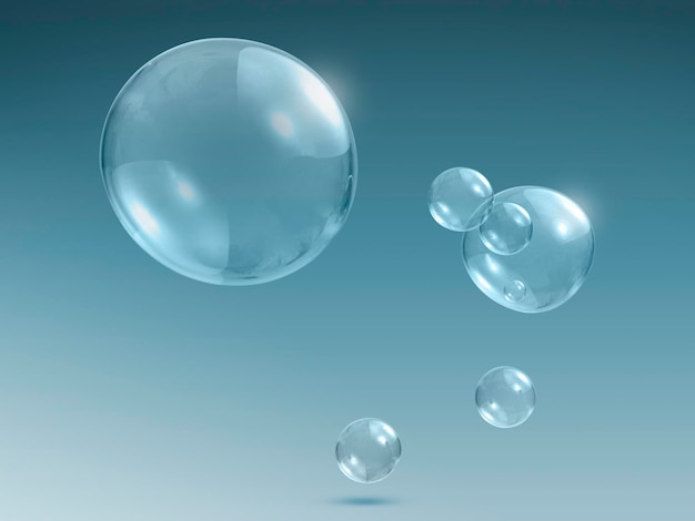Bolhas transparentes de água ou sabão