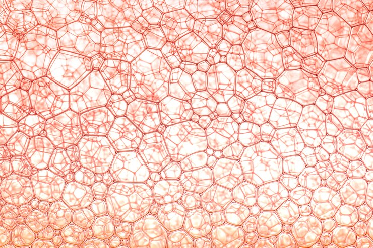 Foto bolhas vermelhas abstractmacro close-up de bolhas de sabão