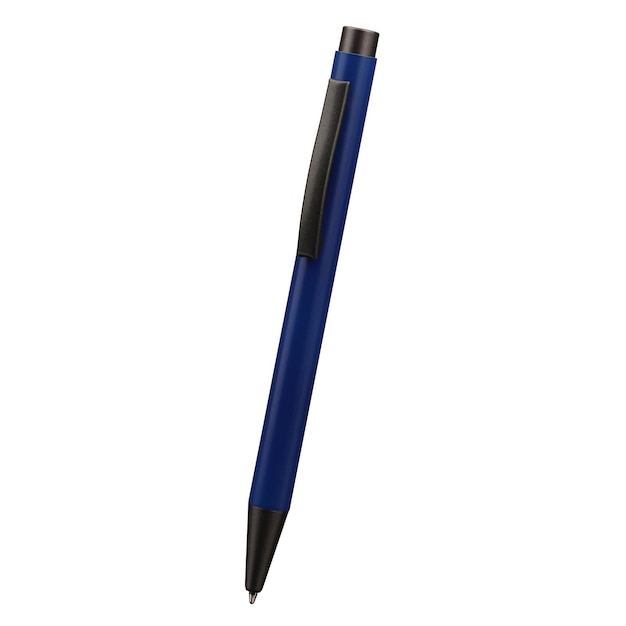 Bolígrafo aislado sobre fondo blanco elegante bolígrafo en azul con trazado de recorte
