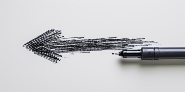 El bolígrafo con múltiples alfileres negros.