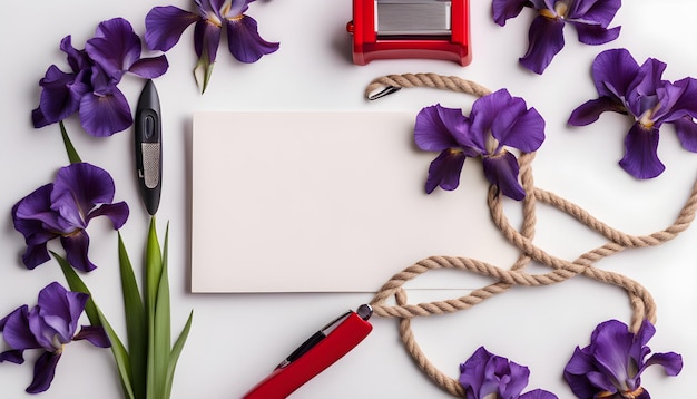 un bolígrafo se sienta al lado de un lápiz rojo y un reloj