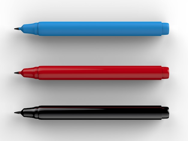 Bolígrafos de colores sobre fondo blanco.