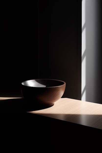 Bolinha preta minimalista com luz e sombras impressionantes adequada para vitrines de design de produtos AI Gener