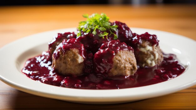 Bolinhas de carne e Lingonberry