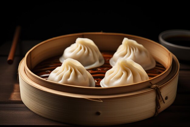 Bolinhos cozidos no vapor chamados xiaolongbao