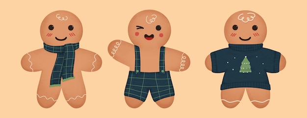Bolinhos de pão de gengibre doces desenhados à mão