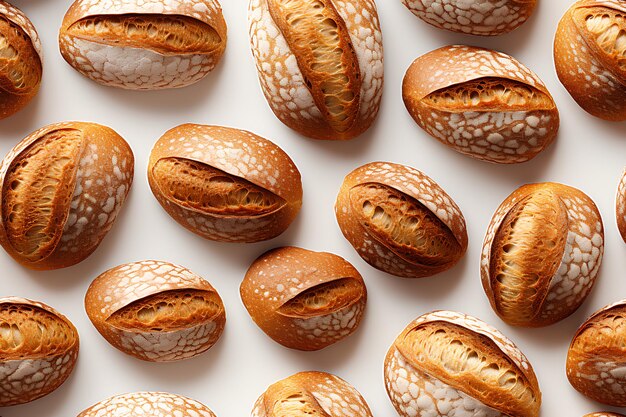 Bolinhos de pão redondos com sementes de gergelim isoladas em fundo branco