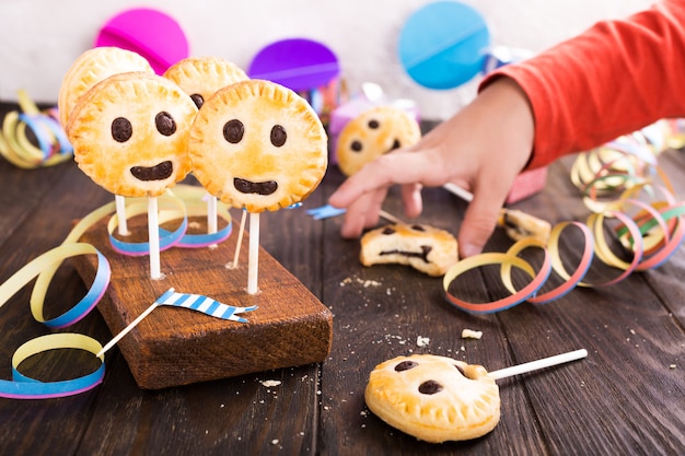 Bolinhos de shortbread caseiro na vara