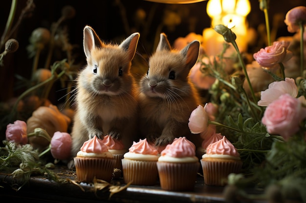 Bolinhos deliciosos com coelhos.