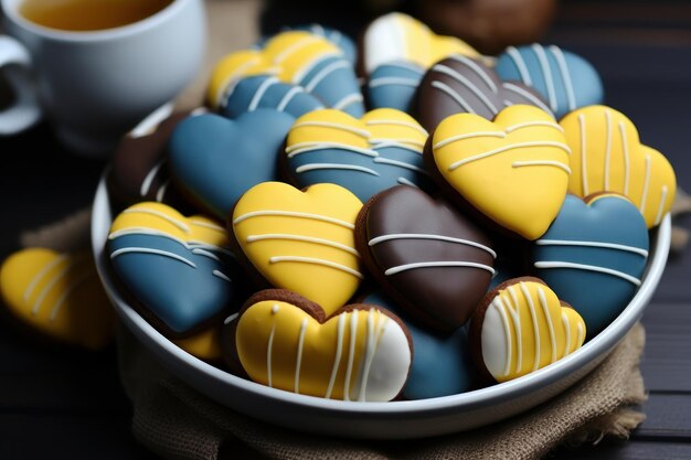 Bolinhos em forma de coração com chocolate