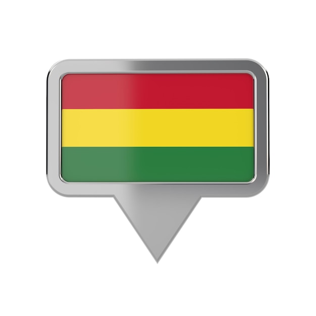 Bolivien Flagge Standortmarkierungssymbol 3D-Rendering