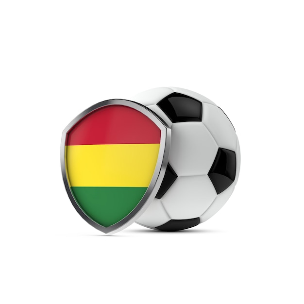 Boliviens Nationalflaggenschild mit einem Fußball 3D-Rendering