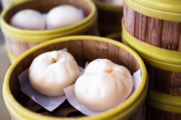 Bollo Relleno al Vapor DimsumChino Tradicional AsiáticoDesayuno Comida Caliente MañanaCena en Restaurante