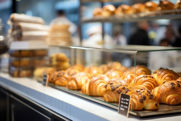 Bollos y pasteles recién horneados en la panadería