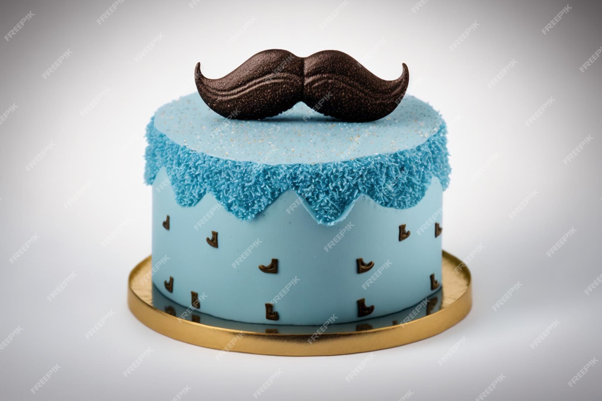 Bolo azul com bigode dia internacional do homem celebração do dia dos pais  ia generativa