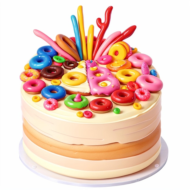 bolo com coberturas coloridas estilo de arte de renderização 3D 14