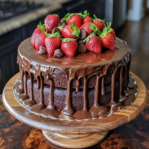 bolo com creme de frutas, chocolate e bolo de baunilha