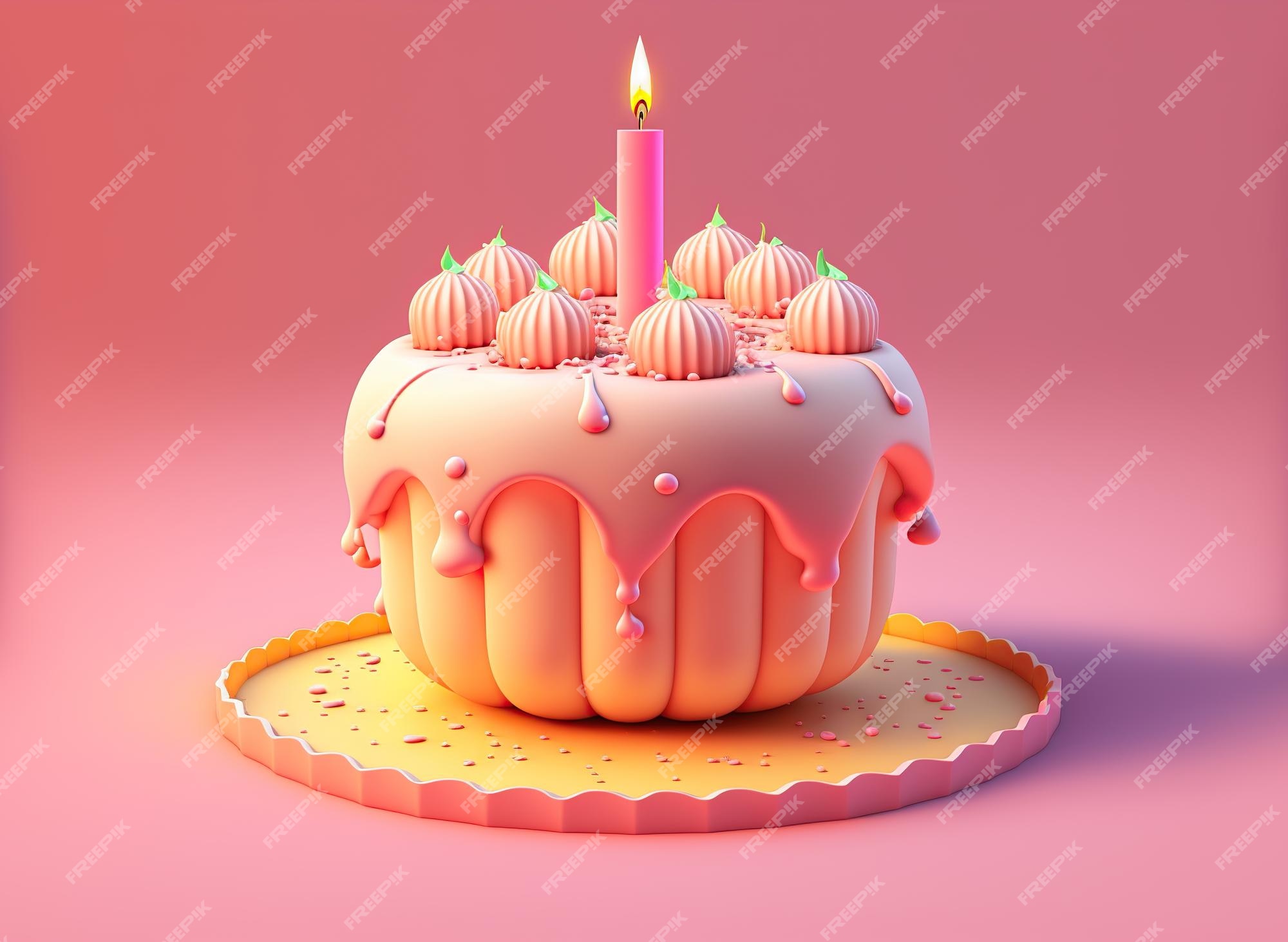 Crie um desenho animado de bolo de aniversário colorido e elegante ·  Creative Fabrica