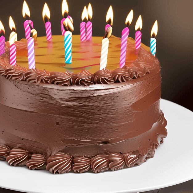 Foto de Bolo De Aniversário De Chocolate Quadrado Pequeno Simples Com Cinco  Velas Coloridas e mais fotos de stock de Acessível - iStock