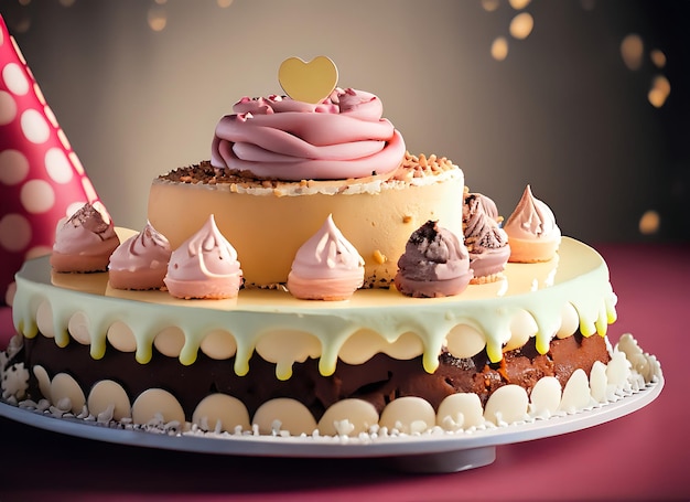 bolo de aniversário bolo doce para uma surpresa de aniversário para aniversário e celebração