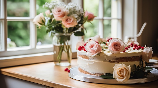 Bolo de aniversário caseiro na casa de campo inglesa, cozinha, comida e receitas de cozimento para férias, inspiração