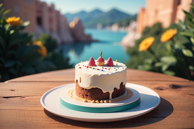 bolo de aniversário chocolate bolo de enchimento creme delicioso bolo de festa papel de parede fundo