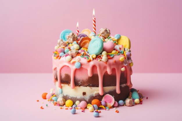 Bolo De Aniversário De Creme Cor-de-rosa Festivo Decorado Com Borboletas De  Waffle. Bolo Sobre Fundo Branco. Isolado. Imagem de Stock - Imagem de  partido, confeitaria: 269533369