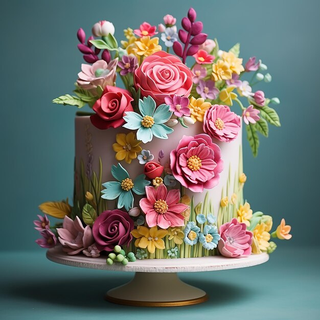 bolo de aniversário com flores