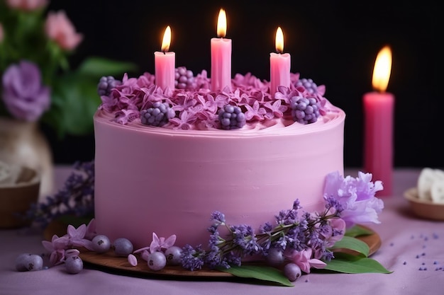 bolo de aniversário com flores