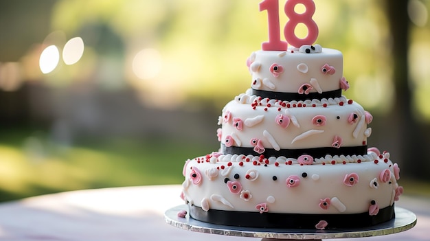 bolo de aniversário com o número 18