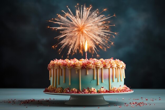 bolo de aniversário com velas em fundo vintage