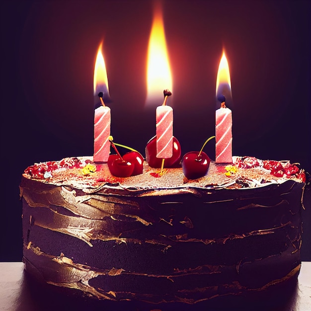 Bolo de aniversário com velas, festa de aniversário, feliz aniversário, cartão de aniversário, celebração, floresta negra