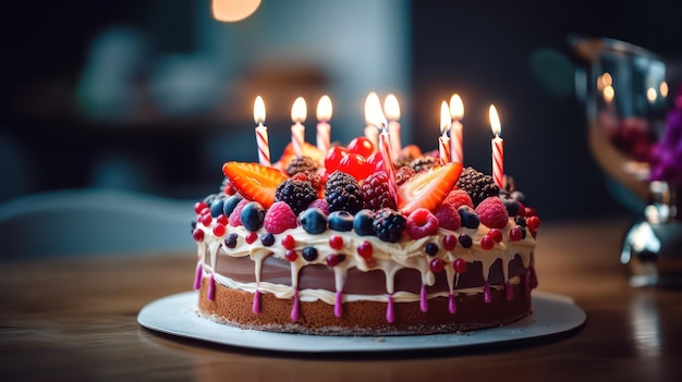 bolo de aniversário com velas