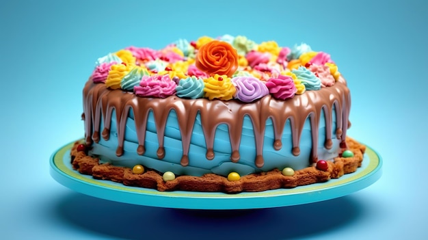 Bolo de aniversário decorado com confeitos coloridos e dez velas