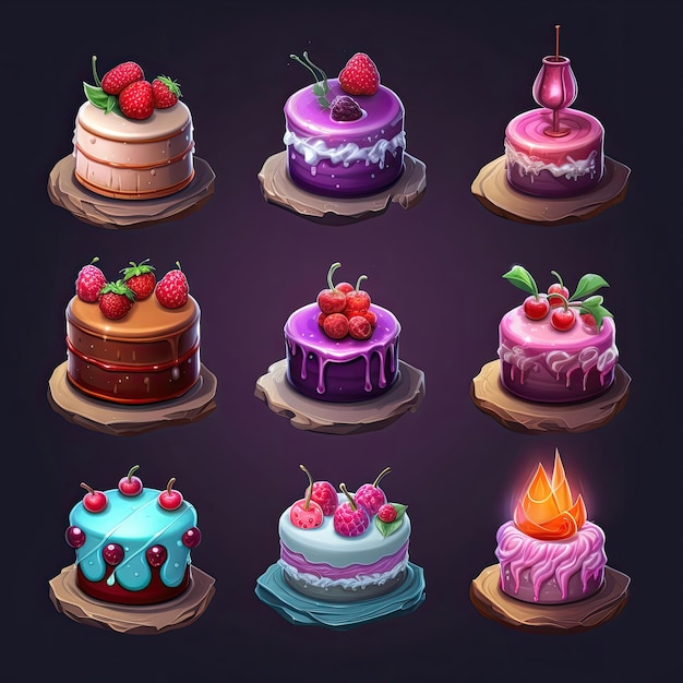 bolo de aniversário divertido ai gerado decoração de sobremesa colorida celebrar vela assada ilustração de aniversário de bolo divertido
