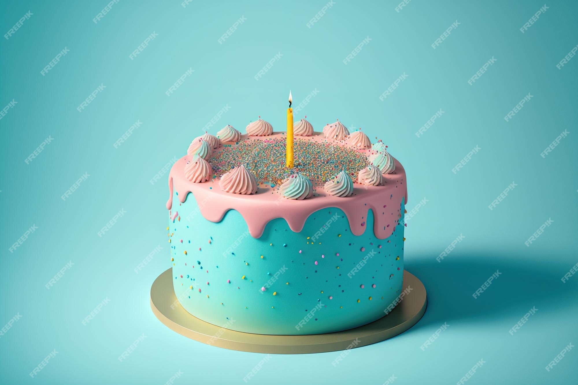 Foto de Bolo De Aniversário Azul E Laranja Moderno Com Papel Wafer  Chocolate E Macaroons Fundo Simples Copiar Espaço e mais fotos de stock de  Aniversário - iStock