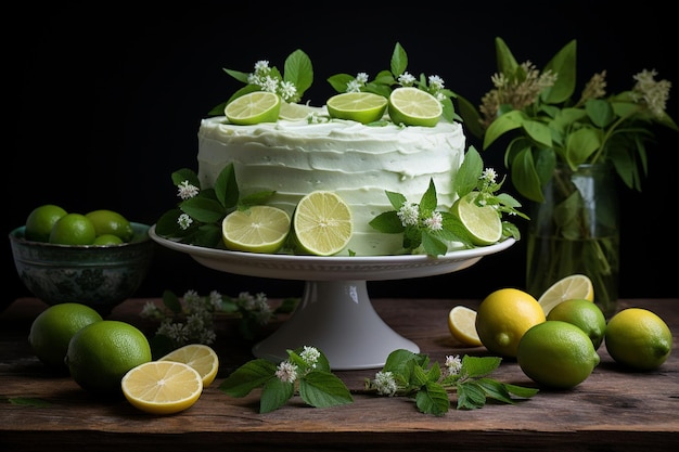 bolo de aniversário fresco com hortelã
