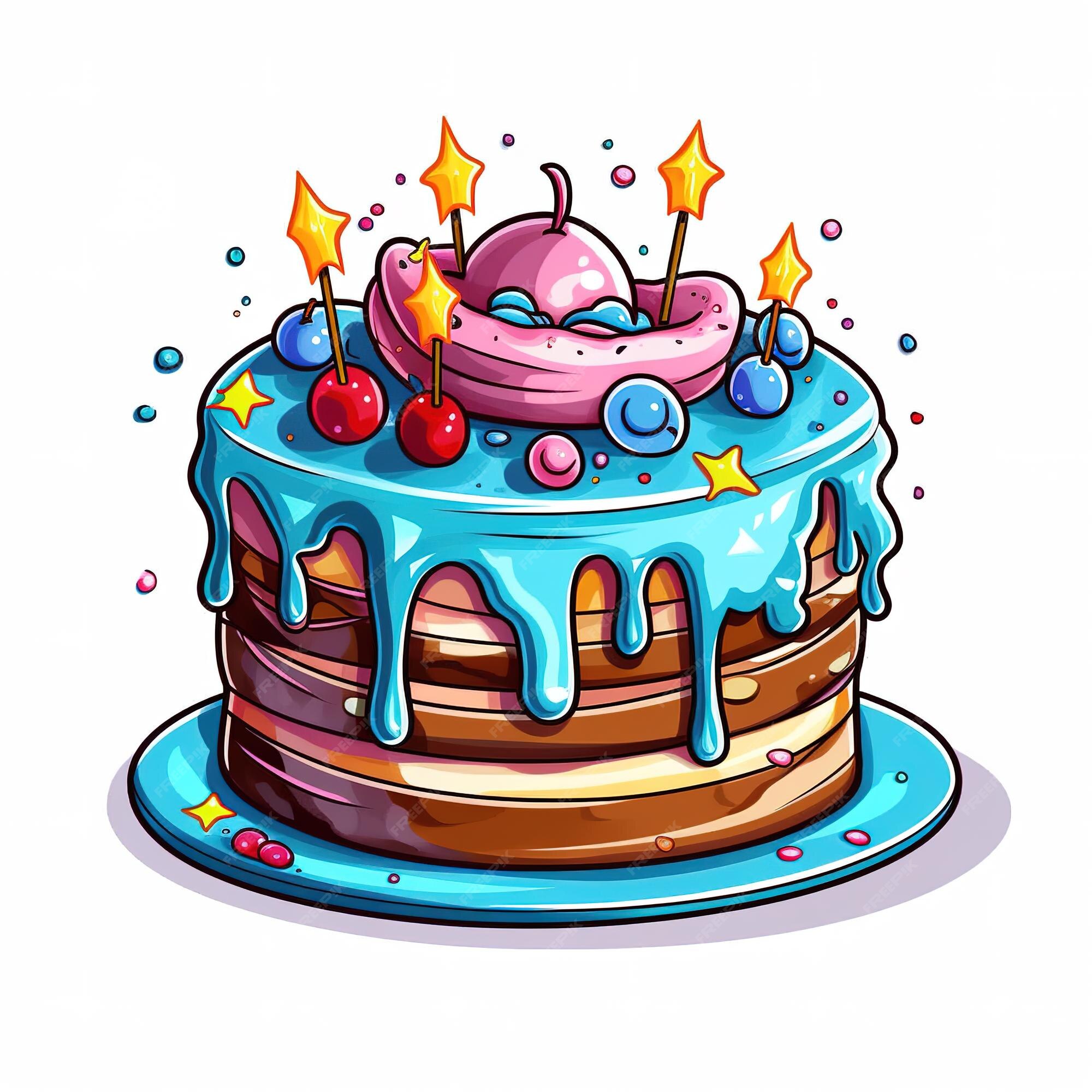 Ilustração Do Desenho Animado Do Bolo De Aniversário Ilustração do Vetor -  Ilustração de divertimento, bolo: 275027577