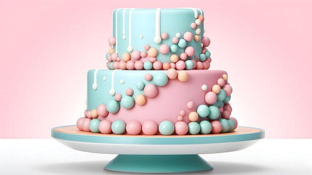 bolo de aniversário no estilo do minimalismo moderno decorado com bolas de açúcar