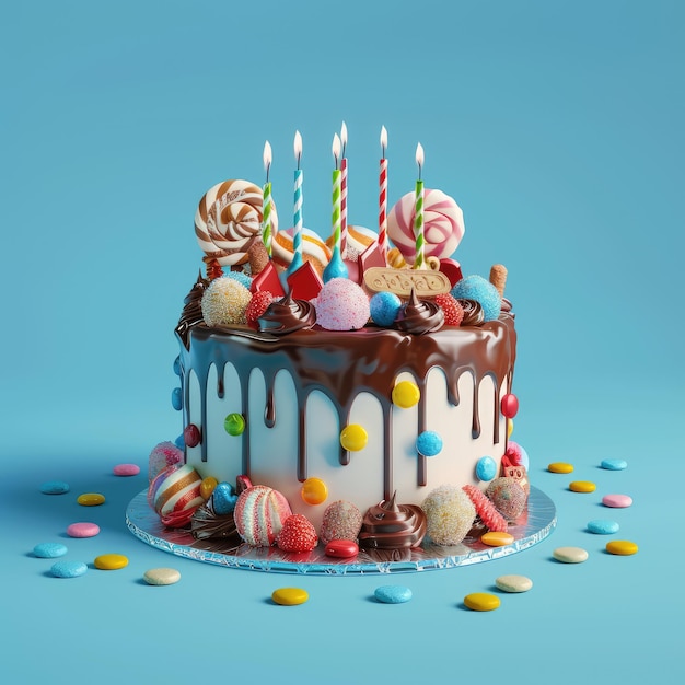 bolo de aniversário realista sobremesa de festa de férias com velas