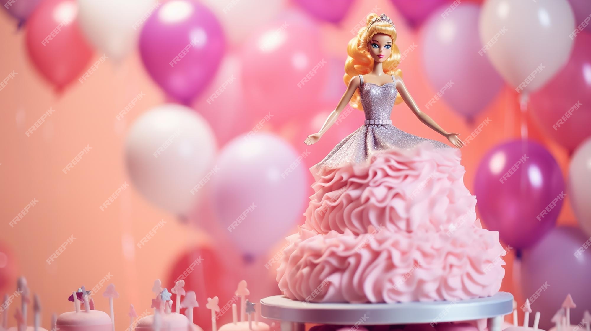 Bolo boneca Barbie rosa - Delicias Caseiras Festas e Eventos