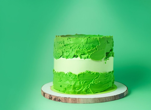 Foto bolo de aniversário verde com velas verdes