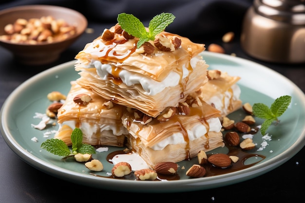 bolo de baklava com nozes e minhoca